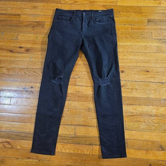 Rag & Bone Mens Jeans 36x33 Black Standard Issue 1 Skinny Stretch - Picture 1 of 10